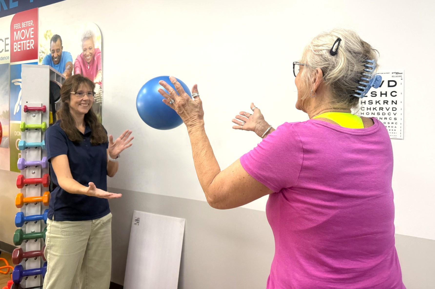 Dianne leading a coordination exercise